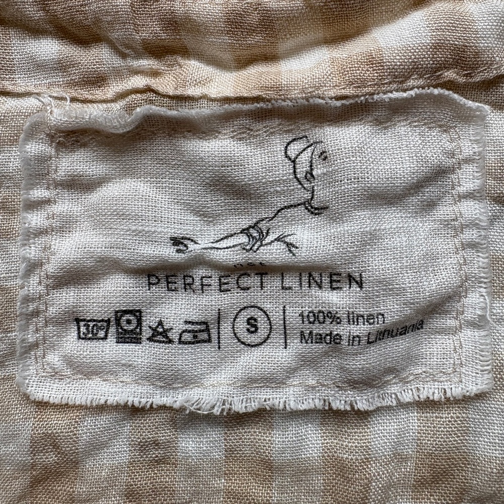 notPerfect Linen Gingham Checkered Shirt, Size Small, Excellent Condition .